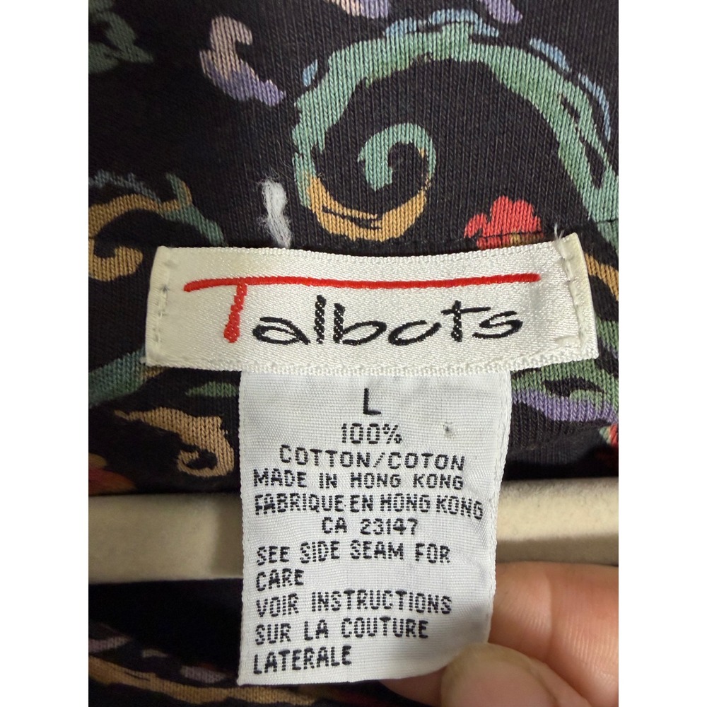 Vintage Talbots Womens Dress Floral Cotton Knit Midi Long Sleeve Pockets TradMom - Picture 6 of 13